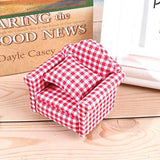 Xgood 2 Sets Dollhouse Sofa Kits Dollhouse Accessories 1:12 Scale Dollhouse Furniture Miniature Sofa Red Stripe Design with Mini Pillows for Dollhouse Handcraft DIY Gifts