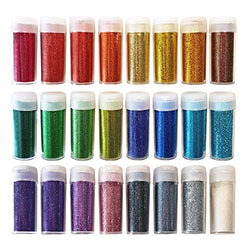 Original Stationery Arts and Crafts Glitter Shake Jars, Extra Fine Powder, 24 Multi Color