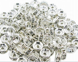 100 Pcs Swarovski Crystal Rondelle Silver Spacer Bead 6mm White