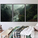 signwin 3 Piece Framed Canvas Wall Art Forest Rivers Canvas Prints Home Artwork Decoration for Living Room,Bedroom - 24"x36"x3 Panels