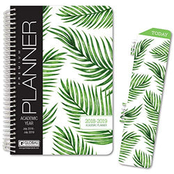 HARDCOVER Calendar Year 2019 Planner: (November 2018 Through December 2019) 5.5"x8" Daily Weekly Monthly Planner Yearly Agenda. Bonus Bookmark, Pocket Folder and Sticky Note Set (Palm Tree)