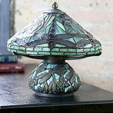 10" H Stained Glass Mini Dragonfly Table Lamp w/ Mosaic Base