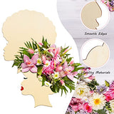 2 Pieces Afro Female Unfinished Wood Wreath DIY Wooden Template Afro Lady Woman Head Shape Wood Art Image for African Girl Crafts Wreath for Front Door