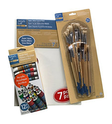 Artist's Loft 11x14 Canvas Bundle (7 Pack Canvases) with Brushes and Acrylic Paints