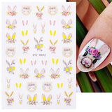 JMEOWIO 8 Sheets Easter Nail Art Stickers Decals Self-Adhesive Pegatinas Uñas Rabbit Carrot Egg Nail Supplies Nail Art Design Decoration Accessories