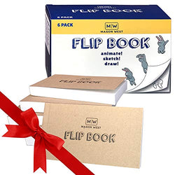 MASON WEST 6 Pack Blank Flipbooks (Flip Books) for Animation, Sketching, and Cartoon Creation | 90 Sheets/180 Pages | No Bleed GSM Drawing Paper with Sewn Binding | Craft Gift for Kids, 2.5” by 4.5”