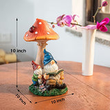 Ovewios Garden Gnome Statue, Garden Gnomes Read Under Giant Mushroom with Solar Light, Lawn Ornaments Garden Decor for Outside Patio Yard Porch Gifts