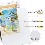 PHOENIX Stretched Watercolor Canvas - 8x10 Inch/4 Pack - 3/4 Inch Profile Professional Artist Painting Canvas for Water Soluble Paints