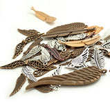 Bonayuanda 100 Gram (Approx 40-50pcs) Assorted DIY Antique Feather and Wing Charms Pendant Craft