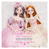 HUIEU New 60cm BJD Doll 18 Joints Movable Princess Dress Doll Set 4D Eyes Fashion 1/3 Girl Dress Up Toy Gift Gift Accessory Package Window Decoration Crafts Cute (Color : 77, Size : Doll and Clothes)