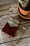 TimberTunes 17 Key Kalimba Thumb Finger Piano Therapy Musical Instrument for Adults Children, Solid Mahogany Wood, Engraved Elk Antler,Tuning Hammer and Music Book, Engraved Keys, Velvet Case, Unique