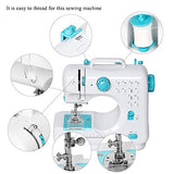 Mini Sewing Machine Portable Electric Crafting Mending Machine with 12 Built-in Stitches Double Thread and Speed for Beginner Blue