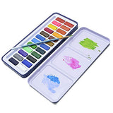 24 Watercolor Paint Set Light Portable Water Colors with Brush Paint - Great for Travel