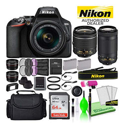 Nikon D3500 24.2MP DSLR Digital Camera with 18-55mm and 70-300mm Lenses (1588) USA Model Deluxe Bundle -Includes- Sandisk 64GB SD Card + Large Camera Bag + Filter Kit + Spare Battery + Telephoto Lens