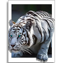 5D Diamond Painting Kits for Adults&Kids Full Drill Tiger Diamond Art Paint with Round Diamonds DIY Gem Painting Kit for Home Wall Decor Gifts(13.8"x17.7")