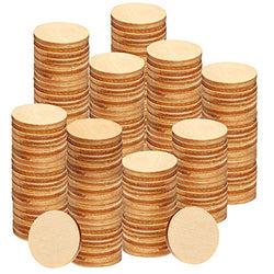 Coopay 600 Pieces Unfinished Wood Circle Natural Round Wood Disc Slices Wooden Cutouts Ornaments for DIY Crafts, Painting, Wedding, and Home Decoration, 1 Inch (Circle)