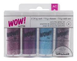 American Crafts Wow! Extra Fine Glitter by 4-pack, multi-colored (marine, cherry, blossom, aqua)