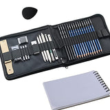 Sketch Pencils Set with Sketchbook - 34 Graphite Professional Drawing Pencil Art Supply iSunful Complete Kit with 50Sheets Sketch Pad Charcoal Stick Eraser Tool Gift for Beginner,Kid,Teen,Adult,Artist