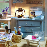 TuKIIE DIY Miniature Dollhouse Kit with Furniture, 1:24 Scale Creative Room Mini Wooden Doll House Accessories Plus Dust Proof for Kids Teens Adults(Beach Cottage)