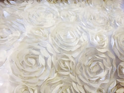 Mesh Backed Satin Petal Rosette White 56 Inch Fabric By the Yard (F.E.)