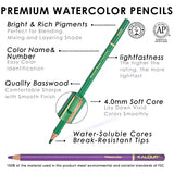 Kalour Premium Watercolor Pencils, Set of 120 Colors,with Water Brush Pen,Portable Nylon Case,Numbered and Lightfastness,Water-soluble Colored Pencils for Adult Coloring,Water Color for Beginner Kids