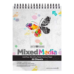 Brite Crown Mixed Media Sketch Pad – 9 x 12 Sketch Book (60 Sheets) Perforated Sketchbook Art Paper for Pencils, Markers, Paints, Watercolors, Pastels, Charcoal 120lb (200gsm) Acid Free Drawing Paper