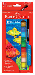 Faber-Castell Gel Sticks - 12 Water-Soluble Pigment Crayons for Kids with Brush