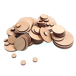 RayLineDo About 100pcs Round Shaped Five Sizes Wooden Embellishments 10-50MM Whitout Holes for