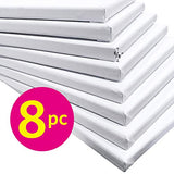 PHOENIX White Blank Cotton Stretched Canvas Artist Painting - 5x5 Inch / 8 Pack - 5/8 inch Profile Triple Primed for Oil & Acrylic Paints