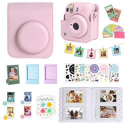 wogozan Accessories Kit for Fujifilm Instax Mini 12 Instant Camera Case + Album for Mini 3 Inch Film + Color Filters + Photo Album & Frames + Wall Hanging Frame + DIY Sticker (Blossom Pink)