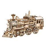 RoWood Mechanical Gear 3D Wooden Puzzle Craft Toy, Gift for Adults Men Women, Age 14+, Train Engine DIY Model Building Kits - Locomotive