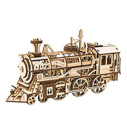 RoWood Mechanical Gear 3D Wooden Puzzle Craft Toy, Gift for Adults Men Women, Age 14+, Train Engine DIY Model Building Kits - Locomotive