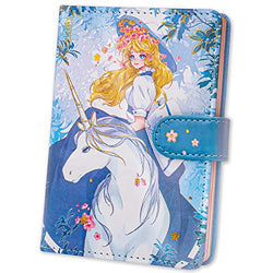 Cute Pocket Journal Notebook, Kawaii Journal Notebook Flower & Unicorn Series for Girls and Women, Premium PU Leather Cover Journal Diary Notebook with Magnetic Buckle 224pages