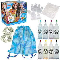 Klever Kits DIY Tie Dye Kits with Drawstring Bag, 8 Rainbow Colors Powder Dye, Gloves, Rubber Bands and Table Cover, Tie Dye Craft Kit for Creative Group Activities, Creative Fabric Party