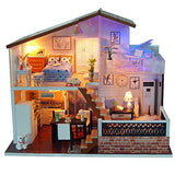 WYD DIY Sunshine Doll House Handmade Wooden Dollhouse with Furniture Kits LED Light Creative Gift