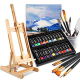 Professional Acrylic Paint Set, 60 Pieces with Paint Brushes,Acrylic Paint,Easel,4 Sizes Blank Canvases,Palette, Paint Knives,Brush Cup and Art Sponges for Adults Hobbyists and Beginners