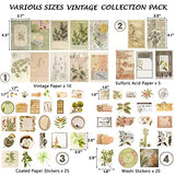 Limmoz Vintage Scrapbooking Stickers Pack, DIY Decoration Sulfuric Paper Stickers, 120PCS Retro Natural Plants Flowers for Art Craft Notebook Album Invitations Gift Packing Decoration