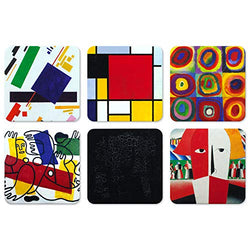Coasters for Drinks, 6 Pcs Cork Back Coasters with Funny Prints, Art Series Bar/Table Coasters, Gifts for Hostess, Birthday/Christmas/Housewarming/Greeting Present for Drink Lovers (Abstract-2)