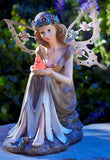 Moonrays 91351 Solar Powered Garden Fairy With Red Glowing LED Cardinal in hands, Polyresin With Hand Painted Details and Metal Wings, Rechargeable NiCd Battery, LED
