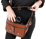 Brown PU Vintage Brown Leather Satchel Carry Bag for the Polaroid OneStep 2 i-Type Camera - by