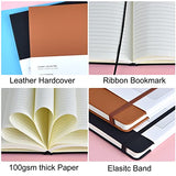 2 Pack College Ruled Composition Notebooks Classic Hardcover Leatherette Lined Journals B5 Large Notebooks for Office Home School Business, 10.2" x 7.5", 100GSM Thick Paper, 160 Pages (Black/Brown)