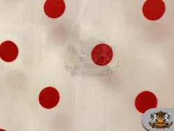 Taffeta Fabric Flocking Dots 58" Wide Sold By The Yard (WHITE RED)
