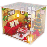 Dollhouse Miniature with Furniture,DIY 3D Wooden Doll House Kit Christmas Theme Style Plus with Dust Cover and LED,1:24 Scale Creative Room Idea Best Gift for Children Friend Lover S2001