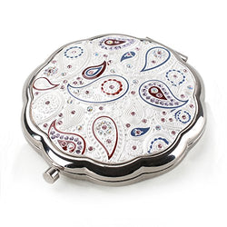 Jinvun Silver Compact Metal Purse Mirror Antique Round Vintage, Party