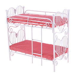 guohanfsh Doll House Mini Bunk Bed Miniature Children's Bedroom Accessories,1/12 Scale