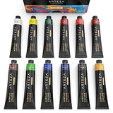 ARTEZA Acrylic Paint, Set of 12 Colors/Tubes (22 ml/0.74 oz.) with Storage Box, Rich Pigments,