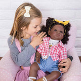 Adora Realistic Baby Doll Happy Camper in Pink Flannel Shirt Partnered with Blue Denim Shorts and Ankle Boots