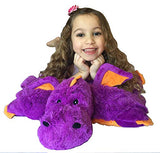 Purple Dragon Zoopurr Pets 19" Large, 2-in-1 Stuffed Animal and Pillow | Expandable Cushion |