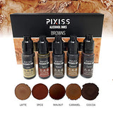 Pixiss Browns Alcohol Inks Set, 5 Highly Saturated Brown Alcohol Inks, for Resin Petri Dishes, Alcohol Ink Paper, Tumblers, Coasters, Resin Dye