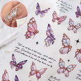 Butterfly Nail Art Stickers Decals 5D Butterfly Nail Stickers Acrylic Embossed Engraved Nail Decals Realistic Relief Pink Butterfly Adhesive Nail Art Supplies Sliders for Women Girls Nail Decorations